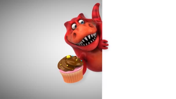 Dinosauro che tiene cupcake — Video Stock