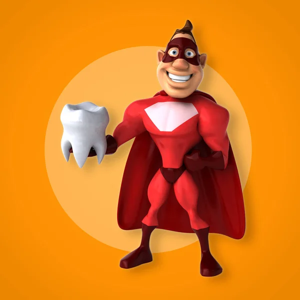 Superhero holding tooth — Stock Photo, Image