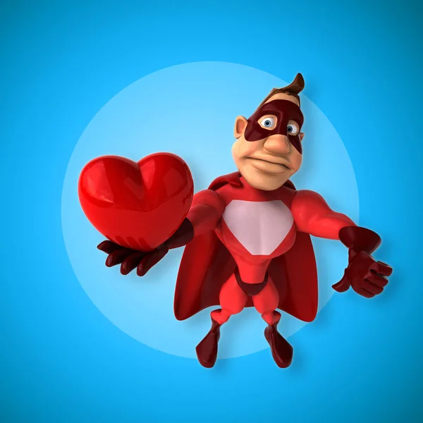 Süper kahraman holding kalp — Stok fotoğraf