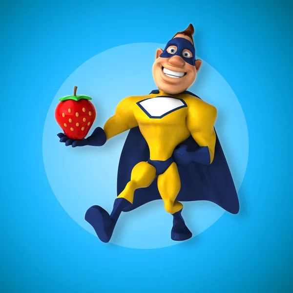 Super-herói segurando morango — Fotografia de Stock