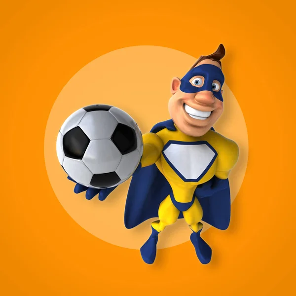 Superhjälte innehav boll — Stockfoto
