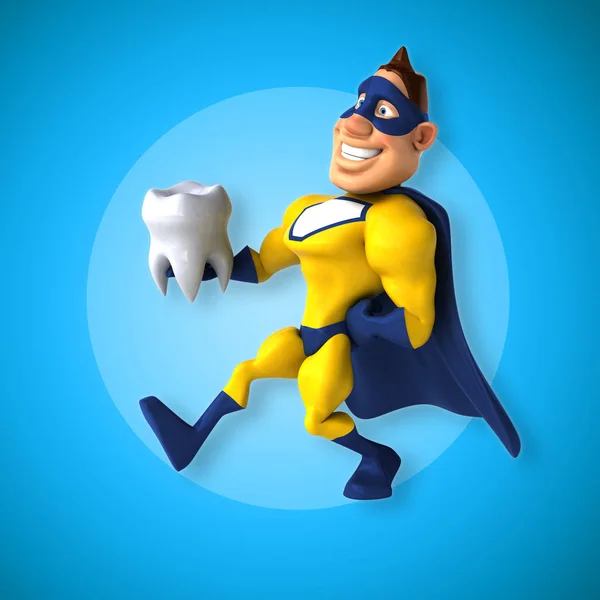 Super herói segurando dente — Fotografia de Stock