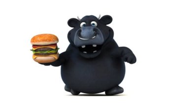  karakter holding hamburger