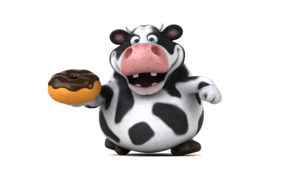 Personaje de dibujos animados que sostiene donut — Vídeos de Stock
