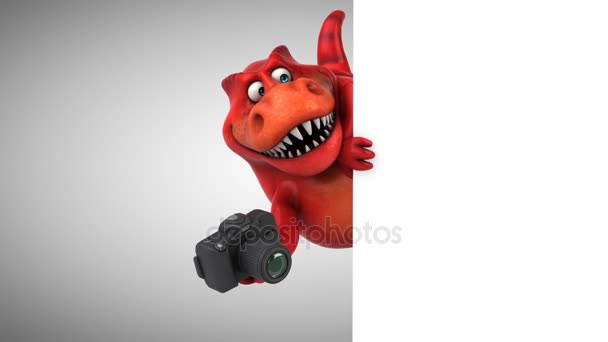 Dinosaur holding camera — Stock Video