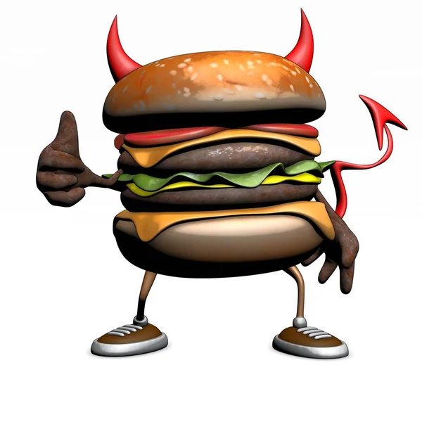 Vtipné kreslené hamburger — Stock fotografie