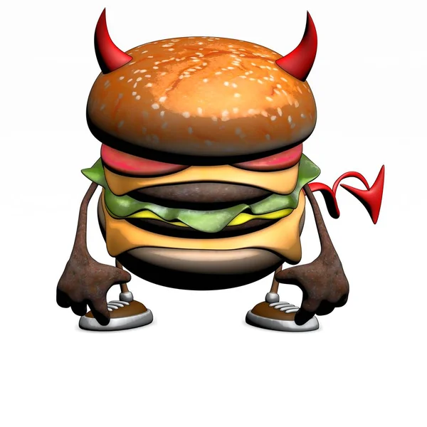 Komik karikatür hamburger — Stok fotoğraf