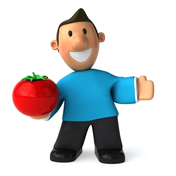 Spaß beiläufiger Mann mit Tomate — Stockfoto
