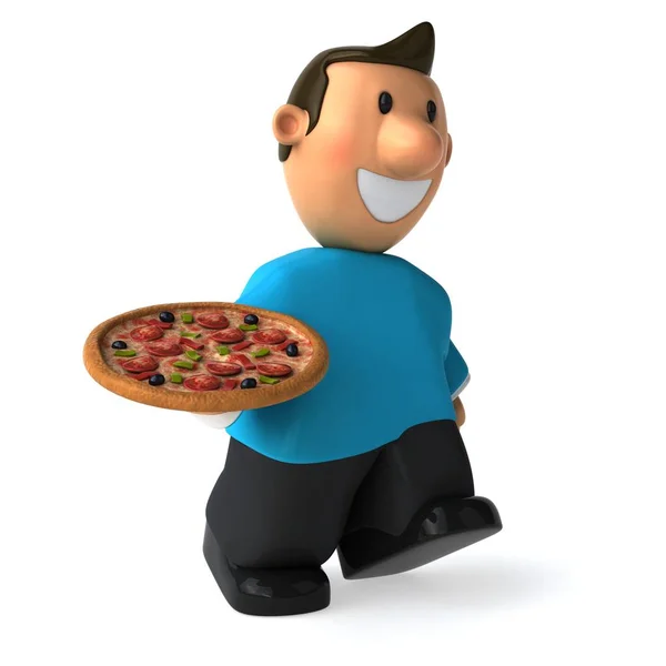 Homem casual segurando pizza — Fotografia de Stock