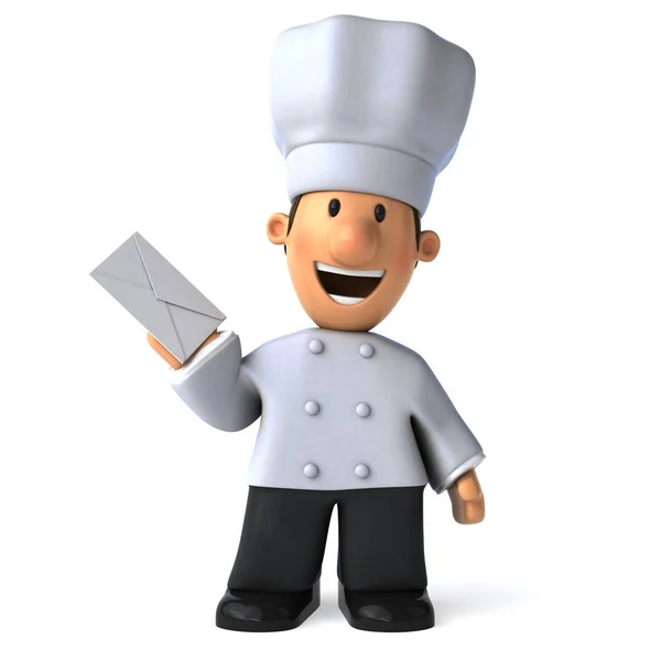 Leuk chef-kok met envelop — Stockfoto