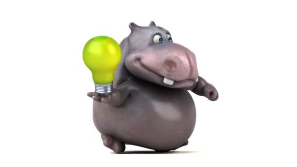 Funny cartoon hippo running — Stock Video