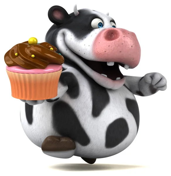Personagem de desenho animado segurando cupcake — Fotografia de Stock