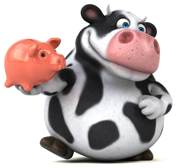 Stripfiguur holding piggy bank — Stockfoto