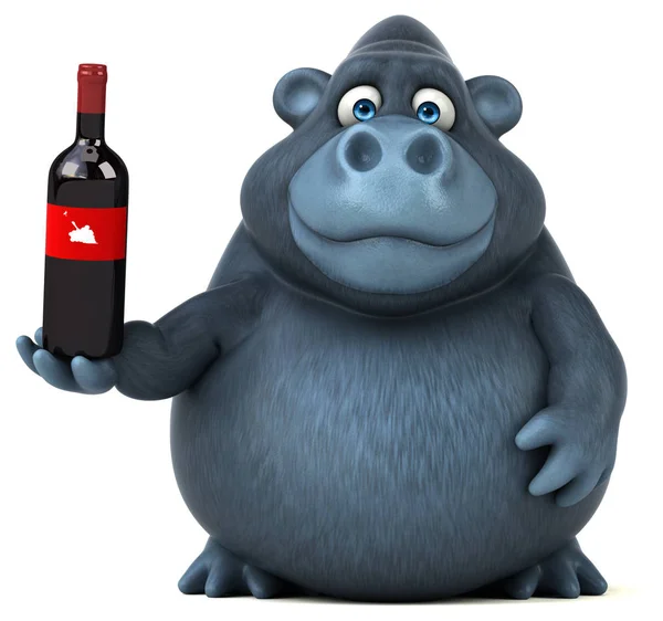 Personagem de desenho animado segurando vinho — Fotografia de Stock