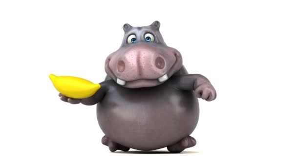 Grappige cartoon hippo uitgevoerd — Stockvideo