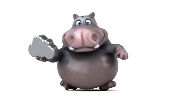 Grappige cartoon hippo uitgevoerd — Stockvideo