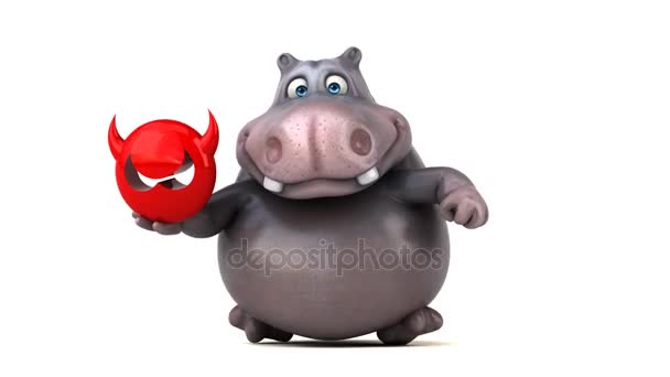 Funny cartoon hippo running — Stock Video
