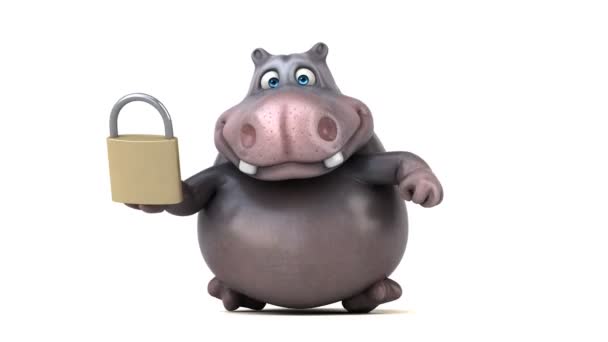 Engraçado desenho animado hipopótamo execução — Vídeo de Stock