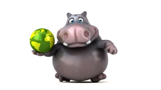 Zabawne karykatury hipopotam uruchomiona — Wideo stockowe
