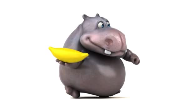 Divertido dibujos animados hipopótamo corriendo — Vídeo de stock