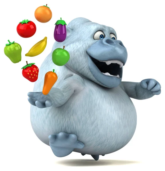 Personagem de desenho animado com frutas e legumes — Fotografia de Stock