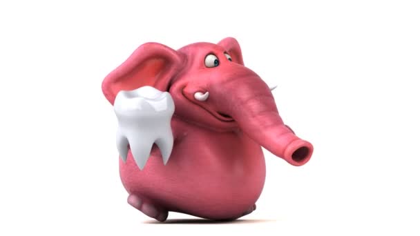Cartoon character holding tooth — Stock Video