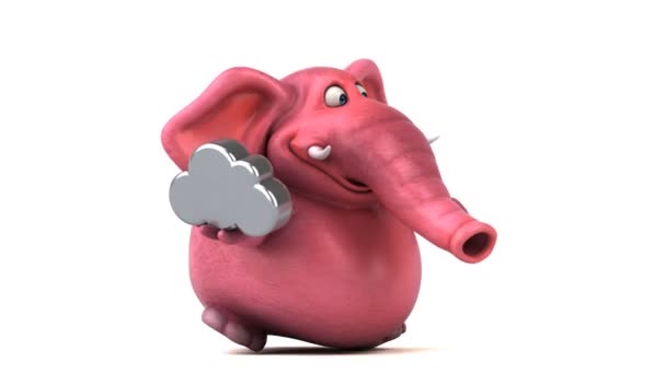 Cartoon character holding cloud — Stock Video