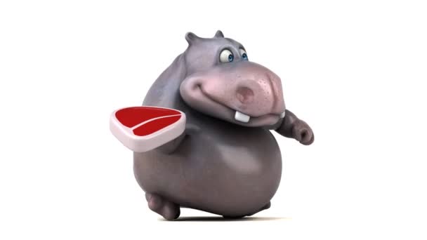 Divertido hipopótamo de dibujos animados — Vídeo de stock