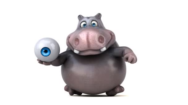 Divertido dibujos animados hipopótamo corriendo — Vídeo de stock