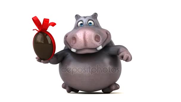 Grappige cartoon hippo — Stockvideo