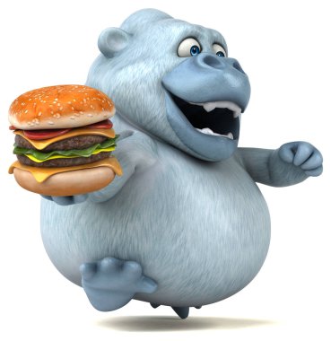 çizgi film karakteri holding hamburger 