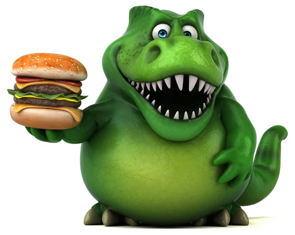 Cartoon character holding hamburger — Stock Photo, Image