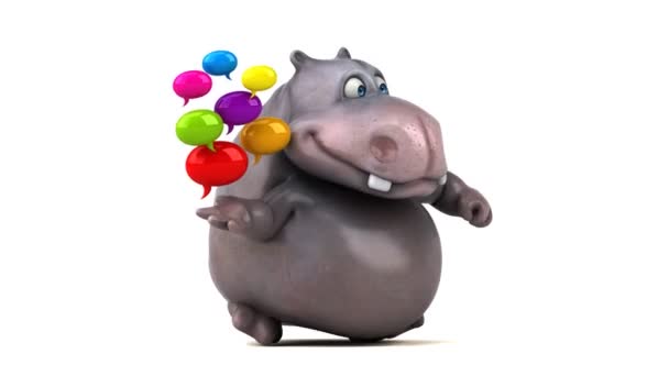 Drôle hippopotame dessin animé courir — Video