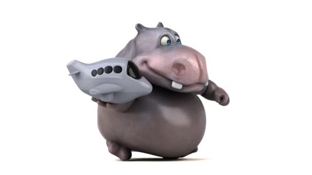 Funny cartoon hippo running — Stock Video