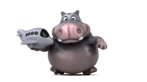 Drôle hippopotame dessin animé courir — Video