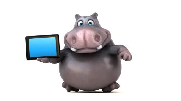 Komik karikatür hippo çalıştıran — Stok video