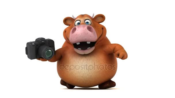 Cartoon character  holding  camera — Stock Video