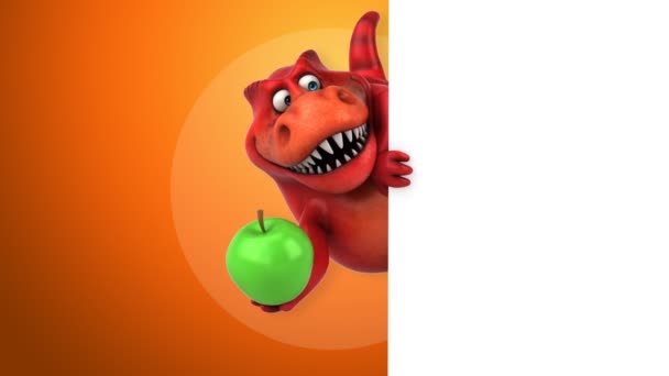 Dinosaurio sosteniendo manzana — Vídeo de stock