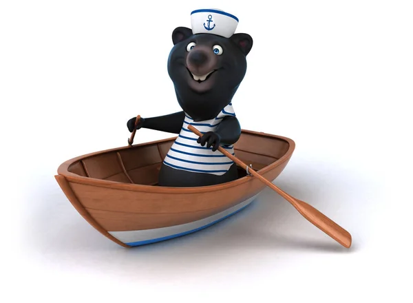 Fun bear rowing — Stock Photo, Image