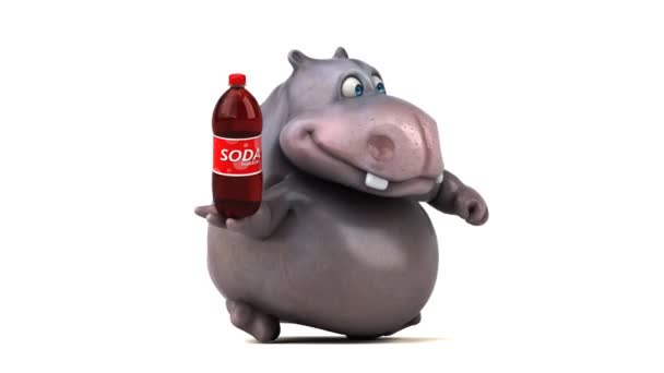 Grappige cartoon hippo uitgevoerd — Stockvideo