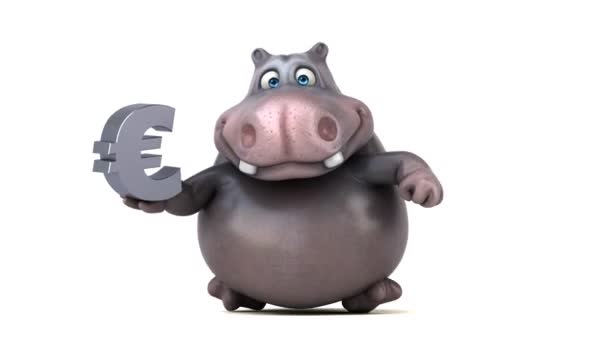 Funny cartoon hippo running — Stock Video