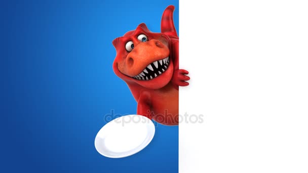 Cartoon character holding plate — Stock Video