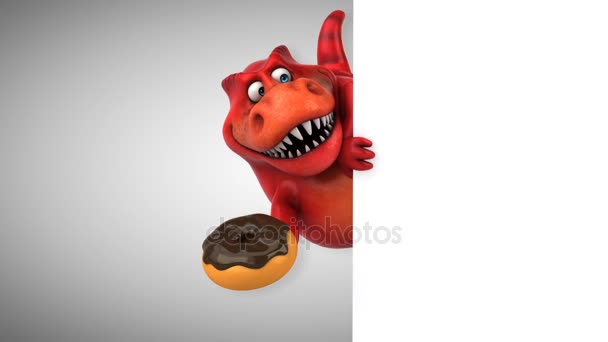 Cartoon character holding donut — Stock Video