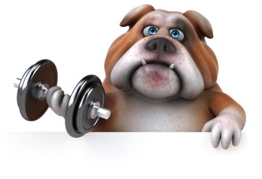 cartoon character  with dumbbell clipart