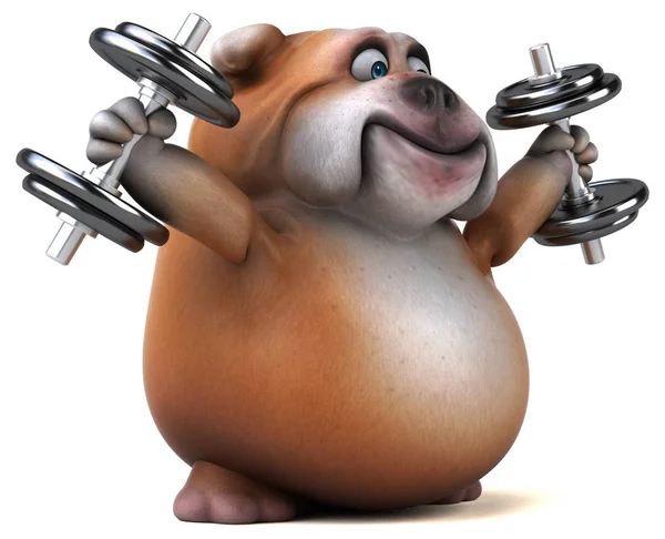 Cartoon character  with weights — Stock Photo, Image