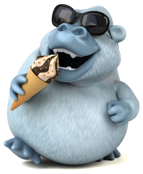 Funny cartoon character with ice cream — Stock Photo, Image