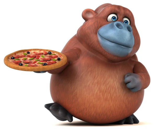 Personaggio dei cartoni animati in possesso di pizza — Foto Stock