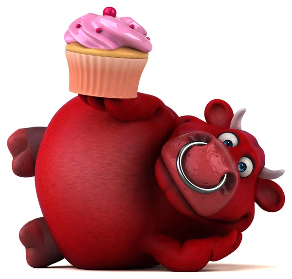 Cartoon character  with cupcake — Stock Photo, Image