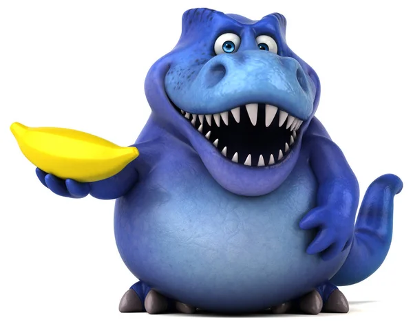 Fun dinosaur with banana — Stock Photo, Image