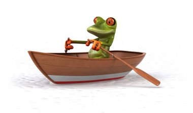 Tekne içinde eğlenceli kurbağa